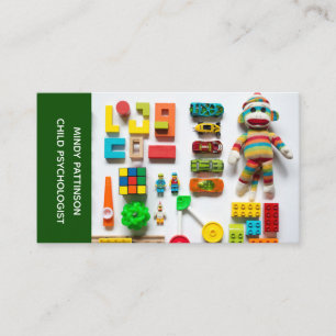 Barnpsykolog Play Therapy Leksaker Photo Grönt Visitkort