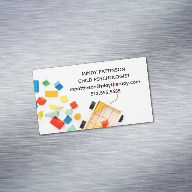 Barnpsykolog Spela terapi med Leksak blockerar fot Magnetiska Visitkort (In Situ)