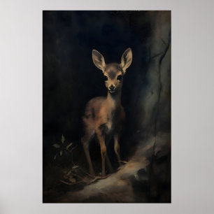 Barnrådjur Väggkonst, Skogsdjur, Mörk Poster