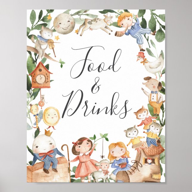 Barnrams baby shower mat och drycker skylt (Framsidan)