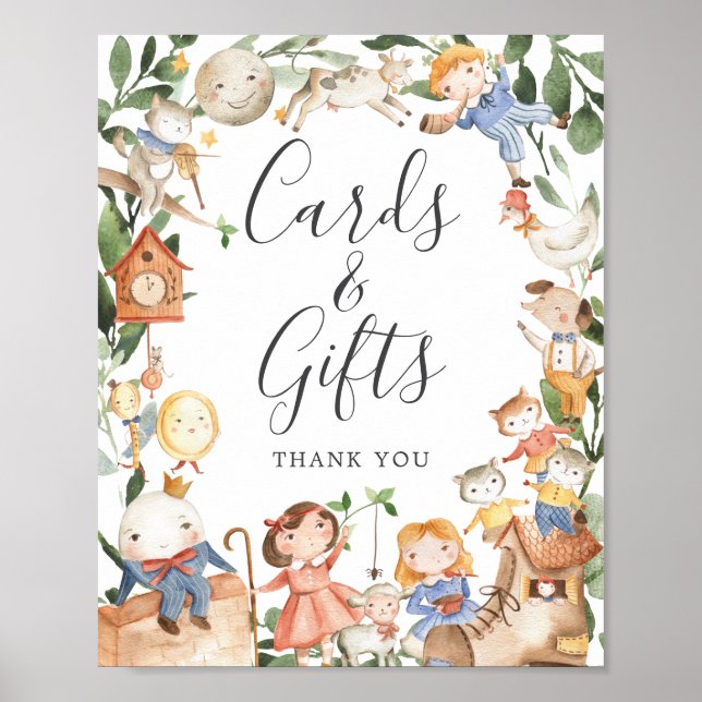 Barnrams Babyshower-kort och presentkort skylt (Framsidan)