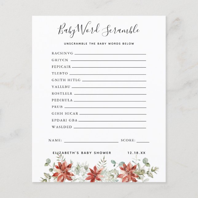 Barnrams Blandade Ord | Baby Shower Lek (Framsida)