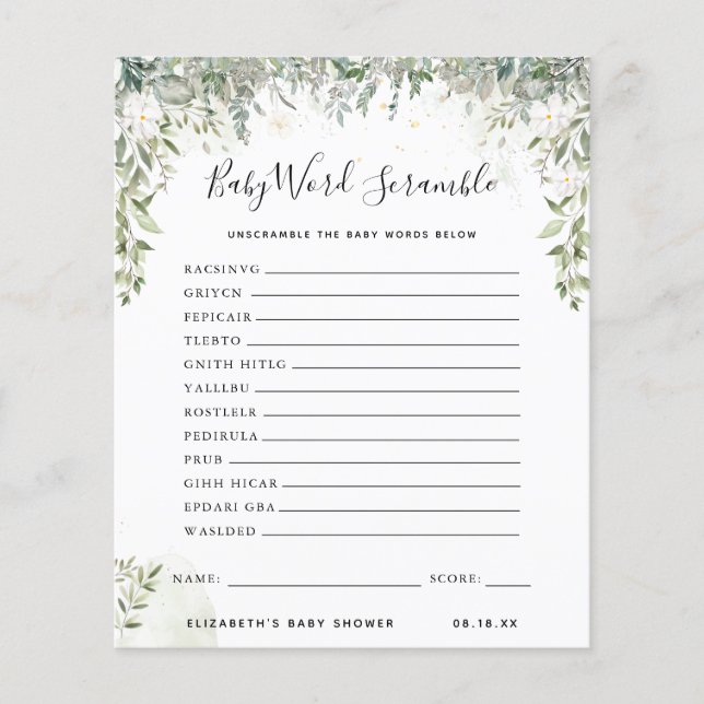 Barnrams Blandade Ord | Baby Shower Lek (Framsida)