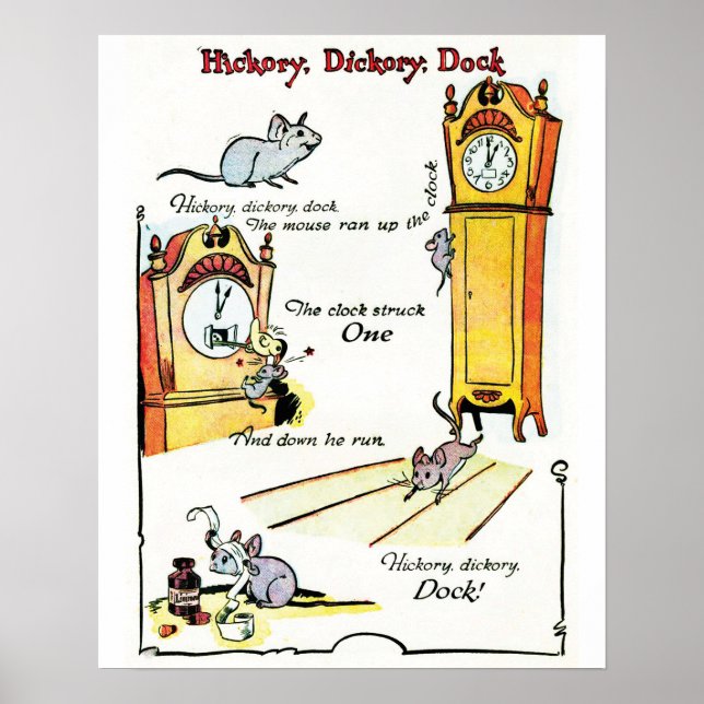 Barnramsan "Hickory Dickory Dock" affisch (Framsidan)