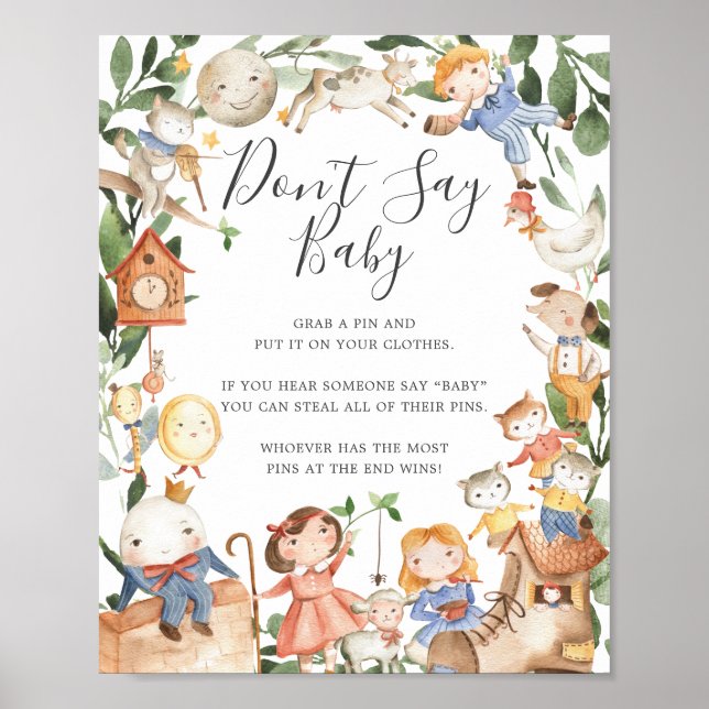 Barnramsor Baby Shower Säg Inte Baby Skylt (Framsidan)