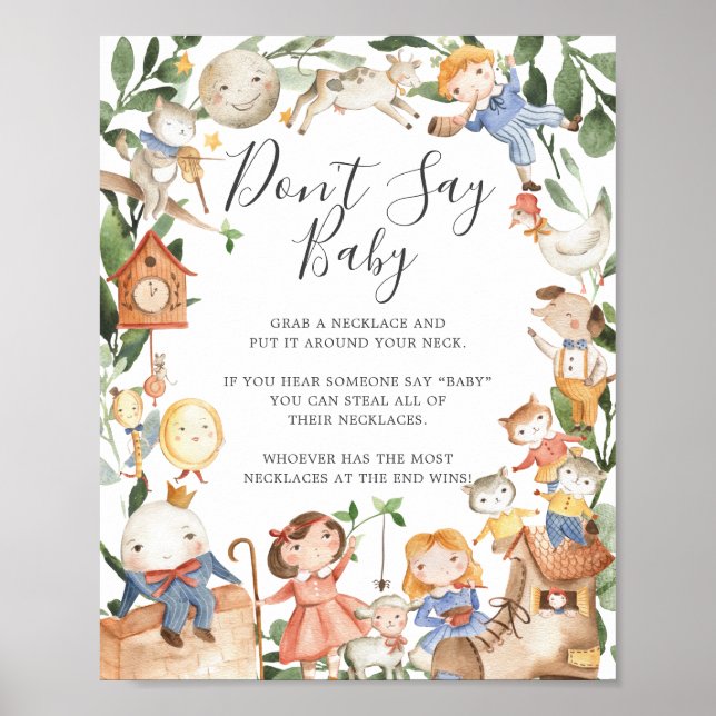 Barnramsor Baby Shower Säga Inte Baby Skylt (Framsidan)