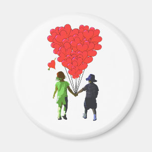Barnromantisk hjärtballongdesign magnet