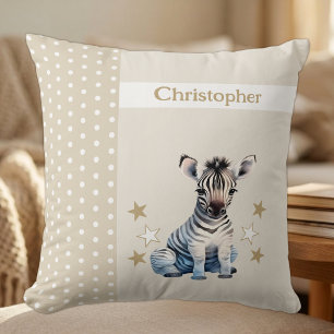 Barnrum lägg till namn söt zebra brun kudde