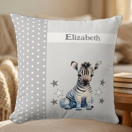 Barnrum lägg till namn söt zebra grå kudde
