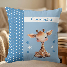 Barnrum tillägg namn söt giraff blå kudde
