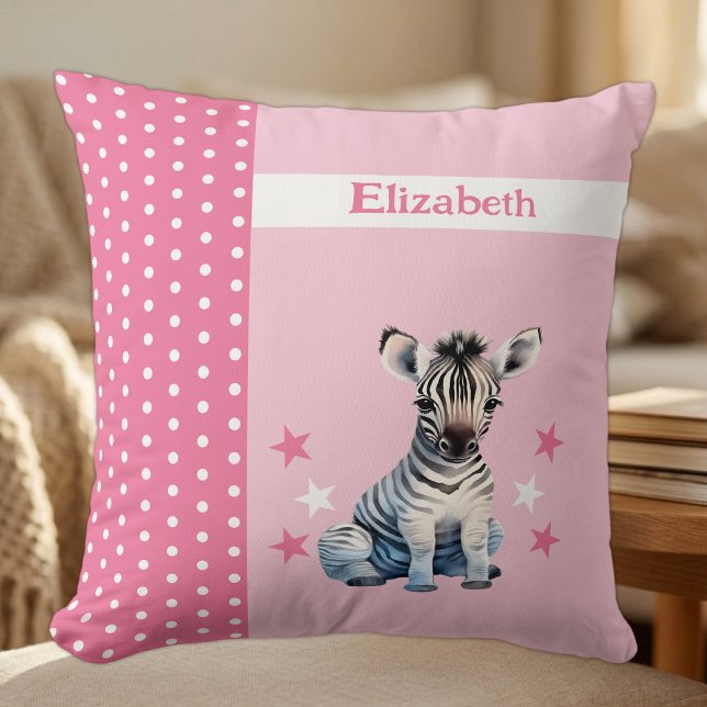Barnrum tillägg namn söt zebra rosa kudde (Skapare uppladdad)