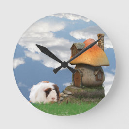 Barnrummet Cute Guinea Gris Mushroom House Rund Klocka