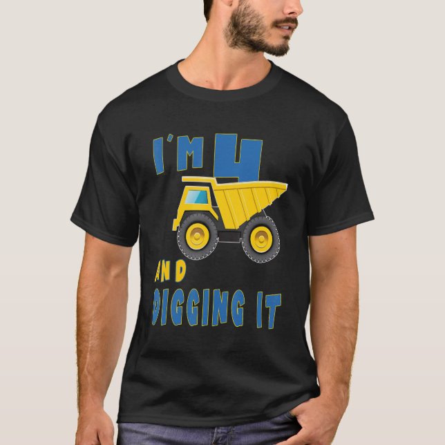 Barns 3 4 år 4e födelsedagen Construction Boy 4 Ye T Shirt (Framsida)