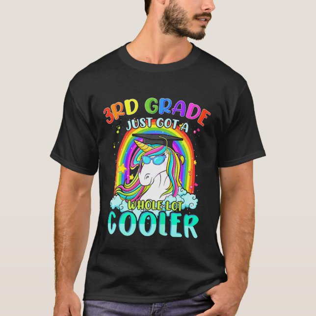 Barns 3:e Klass Cooler Student Unicorn Rainbow bac T Shirt (Framsida)