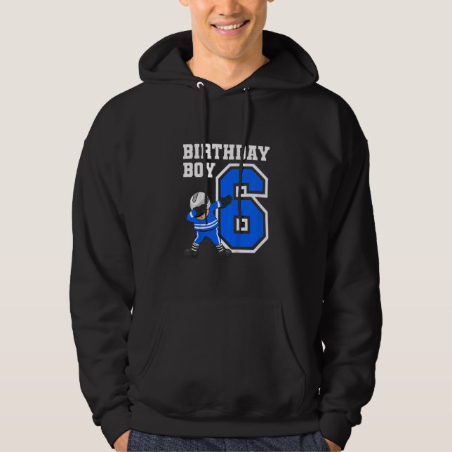 Barns 6 år Gamle Boy Ice Hockey Player 6e Birthda Hoodie (Framsida)