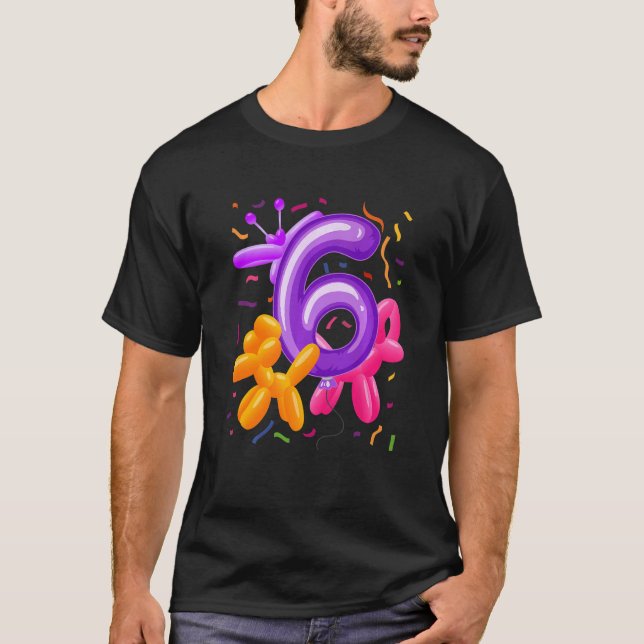 Barns 6e födelsedag Blegon Animals Balloon Thmet B T Shirt (Framsida)
