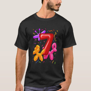 Barns 7:e födelsedag Blegon Animals Balloon Thmet T Shirt