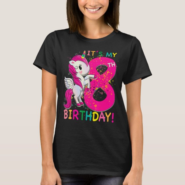 Barns 8:e födelsedag Unicorn 8-åring T Shirt (Framsida)