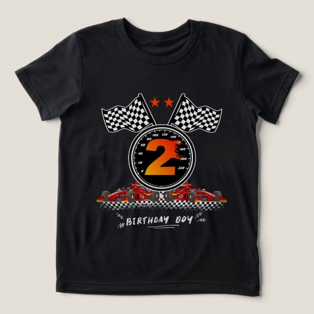 Barns andra födelsedag 2 andra Tävling-bilfödelsed T Shirt (Design Framsida)