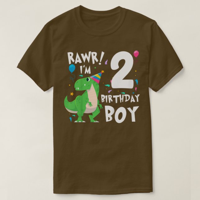 Barns andra födelsedag Dino T Rex Gift Dinosaur 2  Shirt (Design framsida)