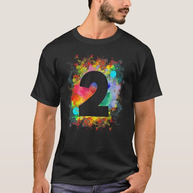 Barns andra födelsedag Färgfläckar på Stänk T Shirt (Framsida)