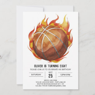 Barns Anpassningsbar Chic Basketball Birthday Inbjudningar