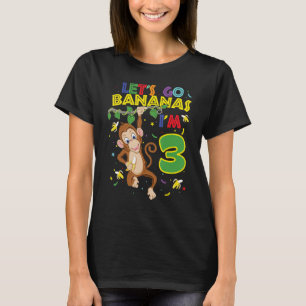 Barns apa 3:e födelsedagshuset Låt oss Go Bananas  T Shirt