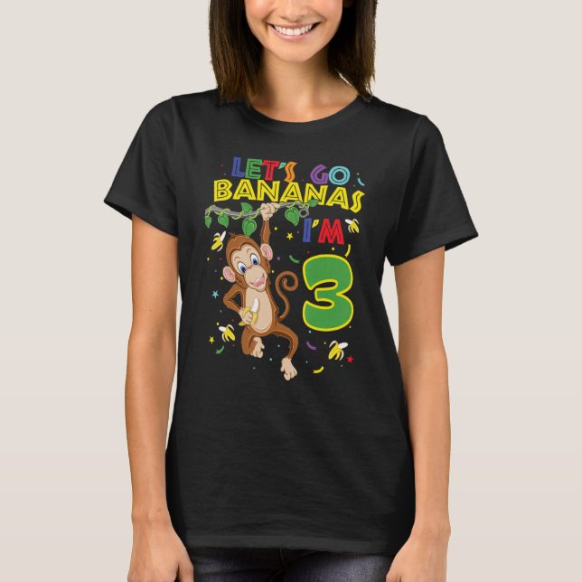 Barns apa 3:e födelsedagshuset Låt oss Go Bananas  T Shirt (Framsida)