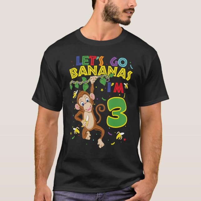 Barns apa 3:e födelsedagshuset Låt oss Go Bananas  T Shirt (Framsida)