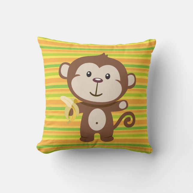 Barns apaklass en bomullsdekorativ kudde (Framsida)