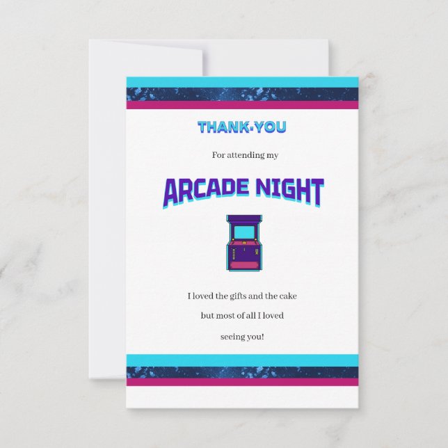 Barns Arcade Natt Födelsedagsfest - tackkort Tack Kort (Framsida)