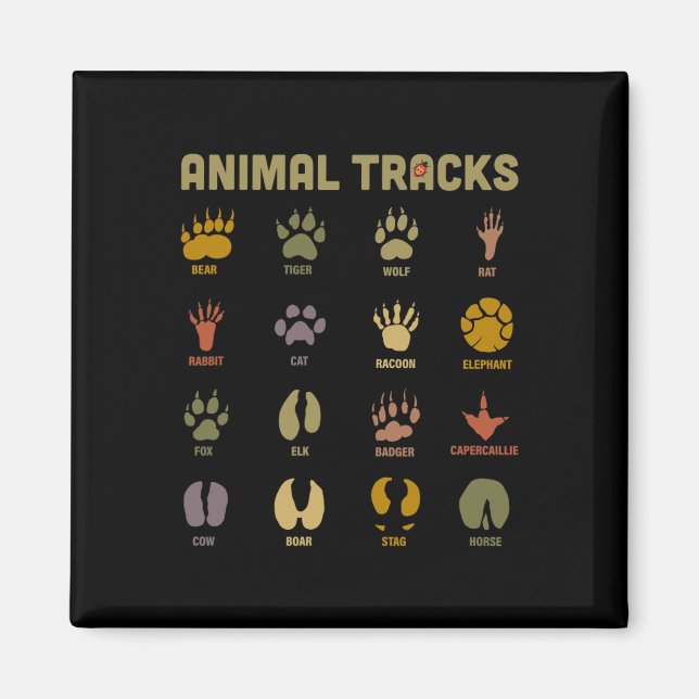 Barns barnbarn Vild Animal Tracks Childrens Läs me Magnet (Framsidan)