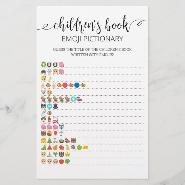 Barns Bok Emoji Pictionary-spel med svar (Framsida)