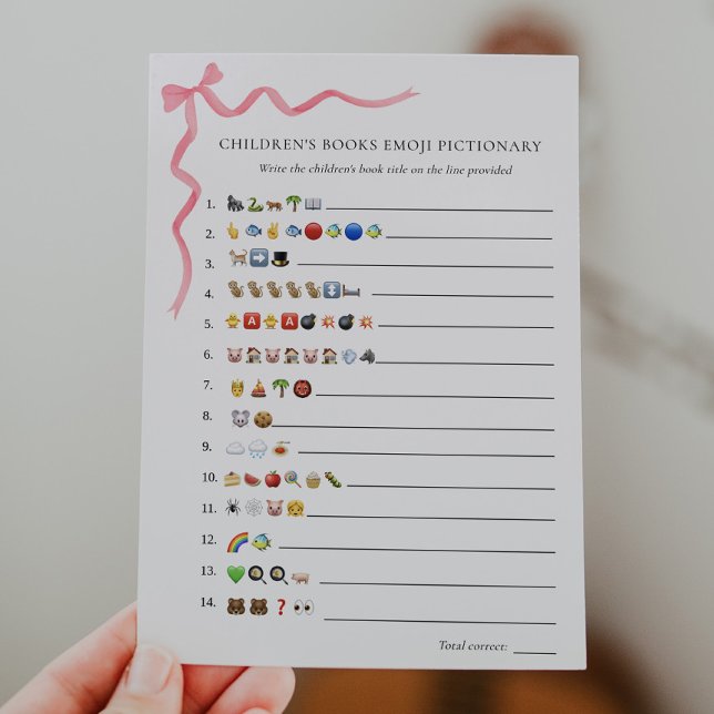 Barns Bokar Emoji Pictionary Shower Game Inbjudningar (Skapare uppladdad)