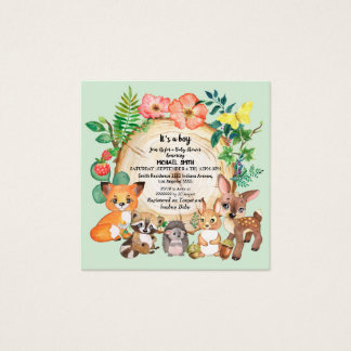 Barns bokar om skogar och skogsväxter i fyrkantigt visitkort