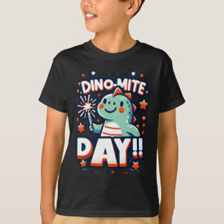 Barns "Dino-Mite Day" - Roligt och Festive Dinosau T Shirt