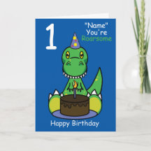 Barns dinosauriefödelsedagskort oavsett Namn