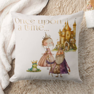 Barns Fairy Tale Princess och Frog Rosa Kudde