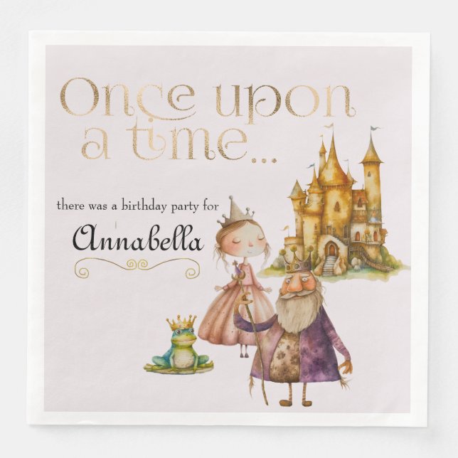Barns Fairy Tale Princess och Frog Rosa Pappersservett (Framsida)
