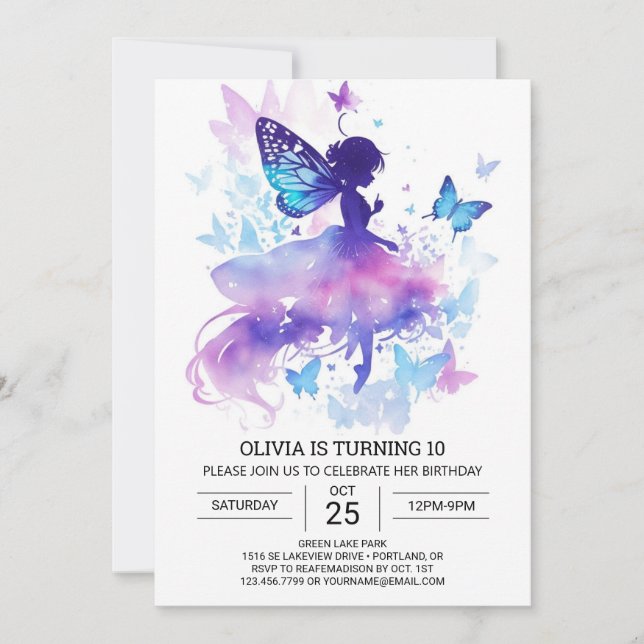 Barns fantastiska Fairy Birthday Magic Inbjudningar (Framsida)
