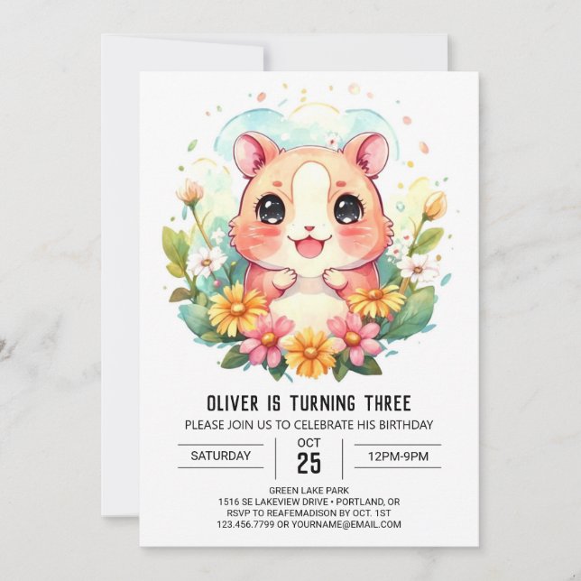 Barns fantastiska Hamster Birthday Inbjudningar (Framsida)