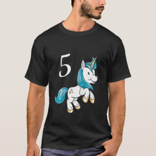 Barns femte födelsedag Flicka 5 år Unicorn T Shirt