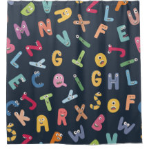 Barns fina färgstarka Alphabet Shower Curtain