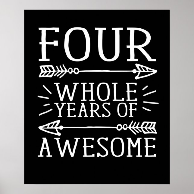 Barns fjärde födelsedag, 4 år gammal födelsedagstj poster (Framsidan)