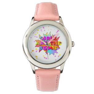 Barns flickor är Rosa Wrist Wrist Armbandsur