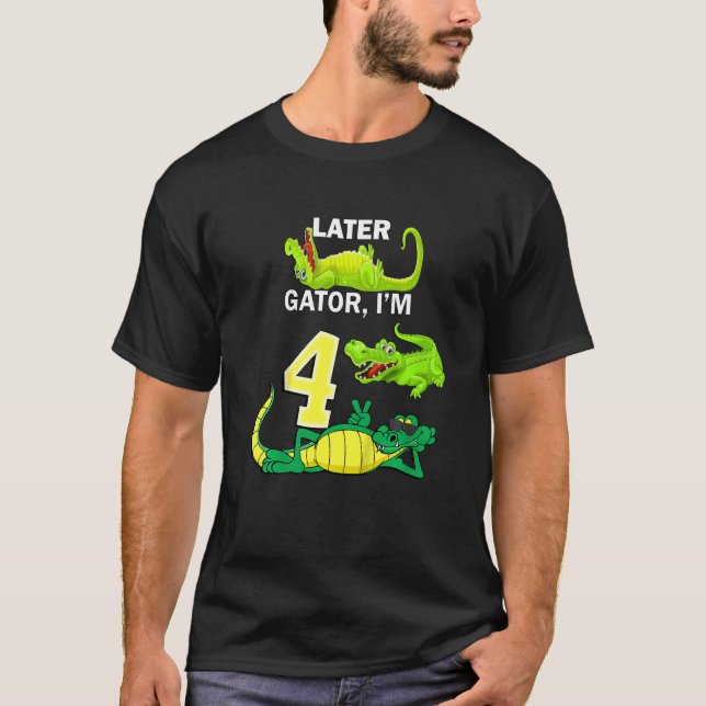 Barns födelsedag 4 år gammal Coola Gator Alligat T Shirt (Framsida)