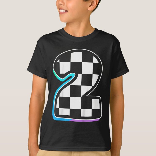 Barns födelsedag Boy 2, 2:a födelsedag Tävla bil F T Shirt (Framsida)