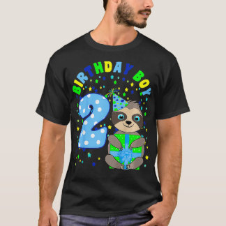 Barns födelsedag Boy 2 Year Old 2nd Birthday Sloth T Shirt