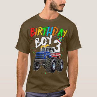 Barns födelsedag Boy 3 År gammal monster Lastbil F T Shirt