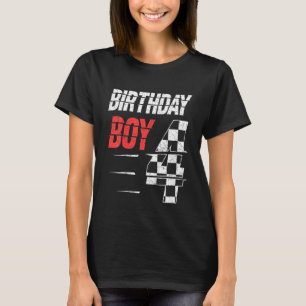 Barns födelsedag Boy 4, fyra Tävlor Flagga 4e föde T Shirt